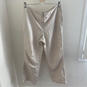 Nike Y2K cream wide leg high waist pants adjustable waist size S sporty gorpcore